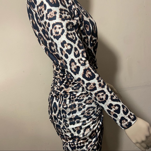 Cheetah Print Maxi Dress with Ruched Side - Picture 9 of 14